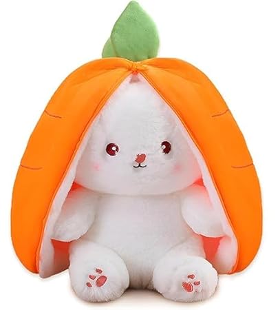 ADDY TOYS Carrot Rabbit Soft Toy with Zipper|Reversible Bunny Soft Toy|Cute Stuffed Carrot Rabbit|Premium gift for any ocassion & Home Decoration|30 cm-Pack of 1|