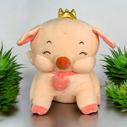 ADDY TOYS Crown Pig Soft Toy|This crown Pig a gentle, cuddly experience, perfect for snuggling and sensory exploration, engaging your baby’s sense of touch with its plush texture|Premium Gift for Birthday, Valentine or any Ocassion & Festivals|35 cm-Pack of 1|